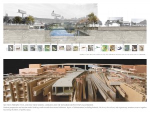 the river surfaces on bedrock sole, water flow is modulated by the culvert